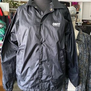 Unisex Obey Black Windbreaker Jacket 